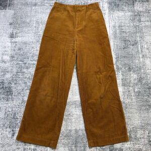 Uniqlo Pants Womens 4 Brown Corduroy Wide Leg High Waisted Trousers Cords 28x28